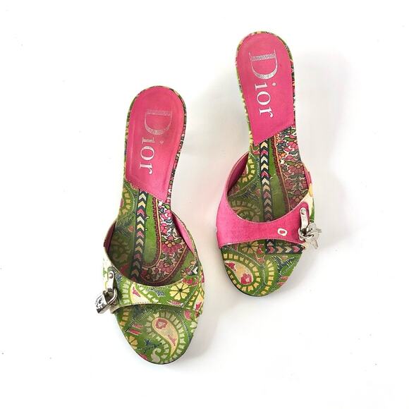 Dior Shoes - Vintage Christian Dior John Galliano Padlock Floral And Paisley Print Mules 36